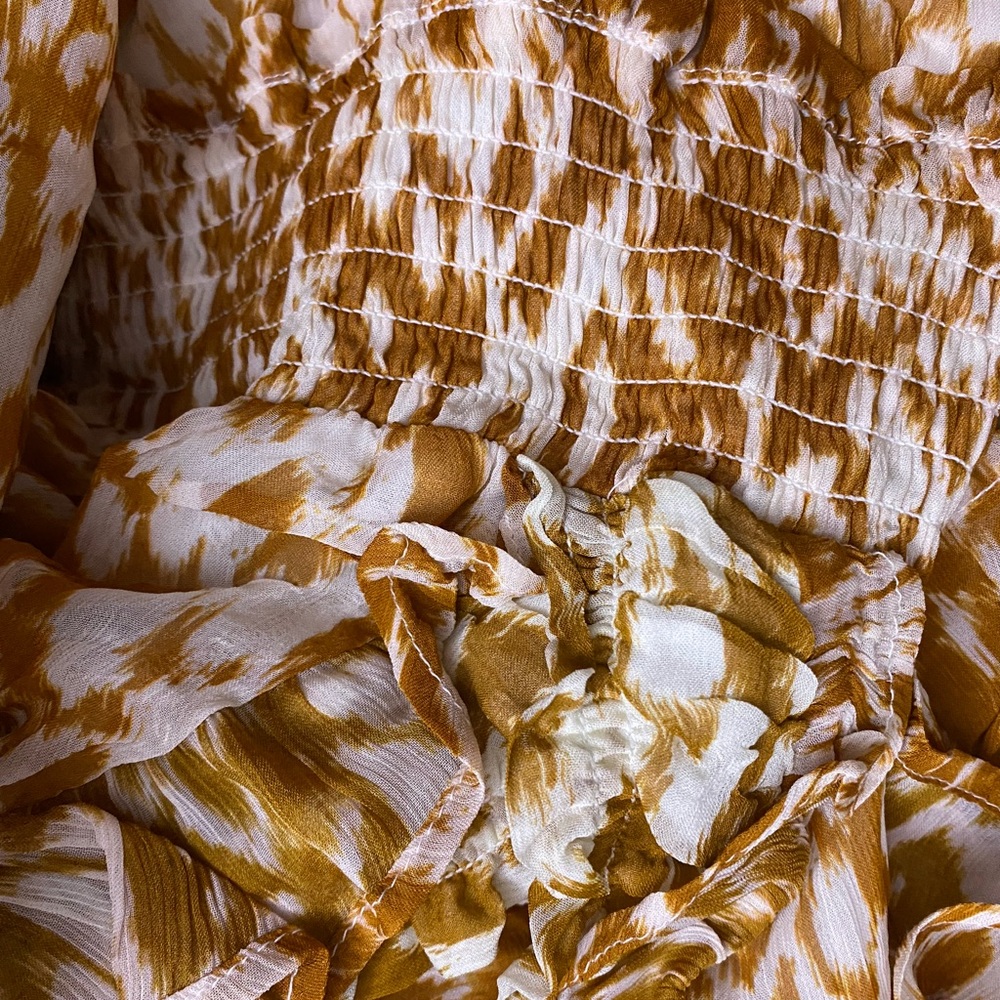 Anthropologie The Odetta Ruffled V-Neck Dress size S honey color new - Picture 4 of 10